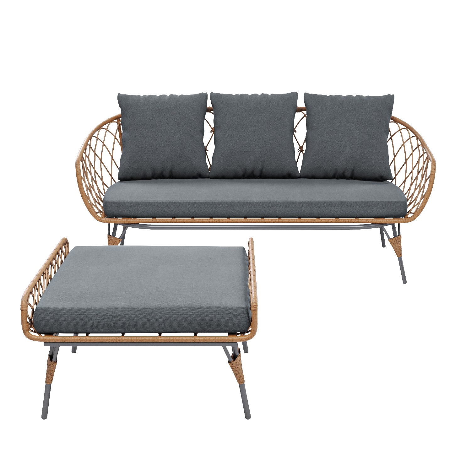 Read more about 3 seater rattan garden sofa set with footstool como